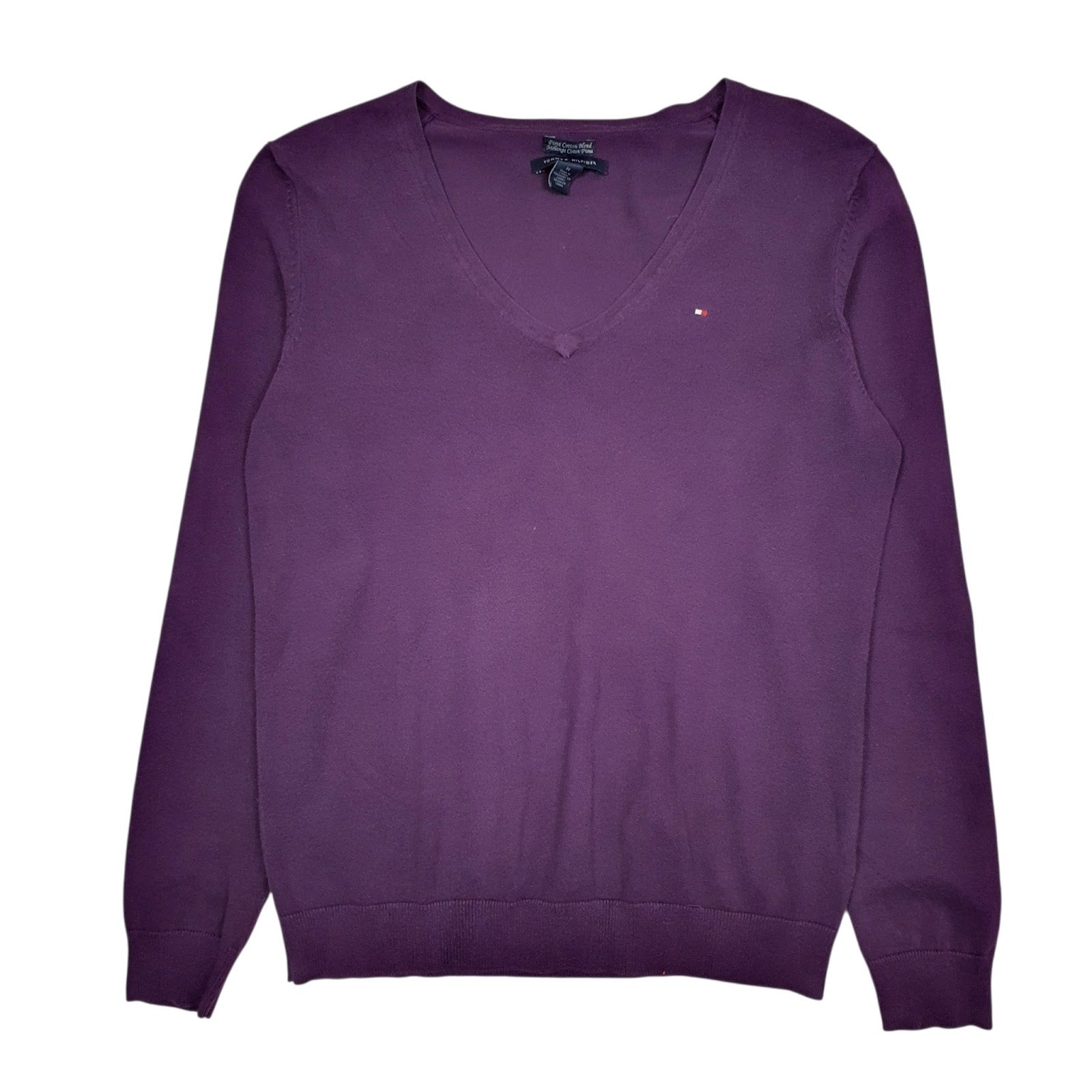 Womens Purple Tommy Hilfiger  V Neck Jumper
