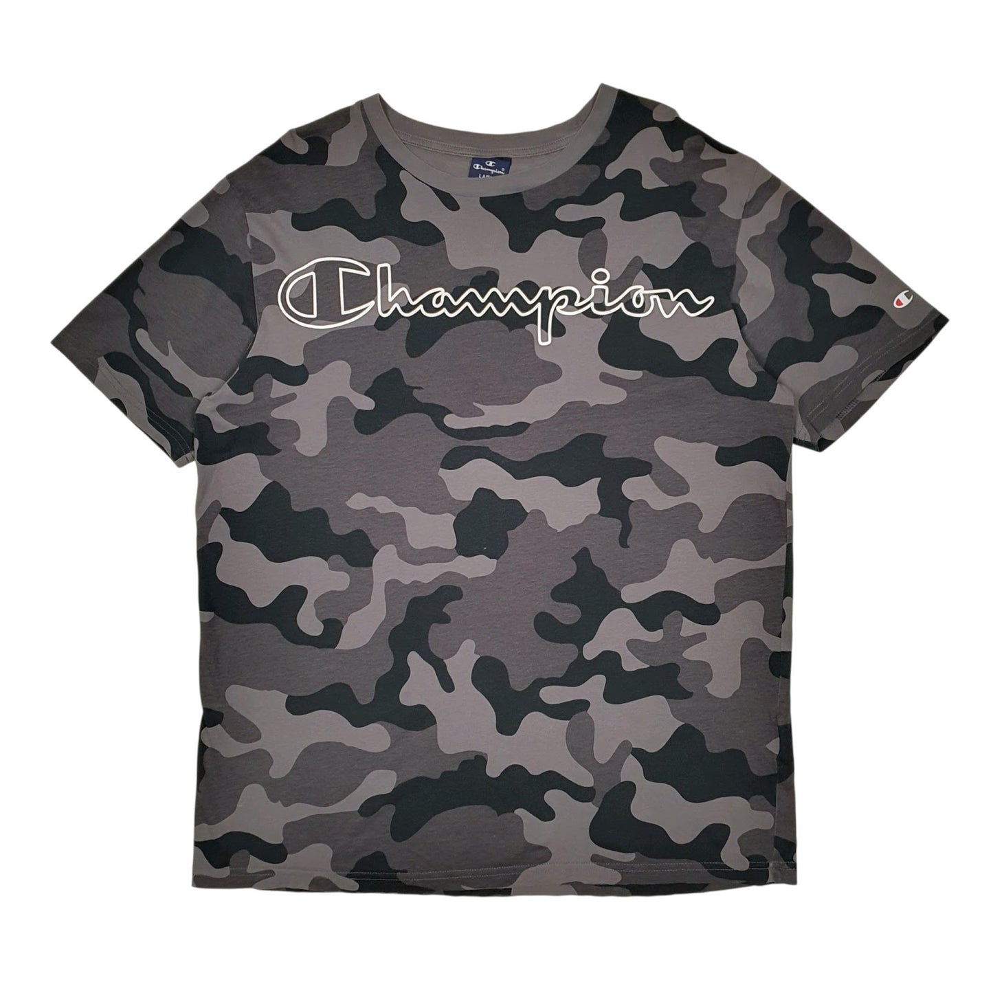 Mens Grey Champion Camo Camouflage Short Sleeve T Shirt