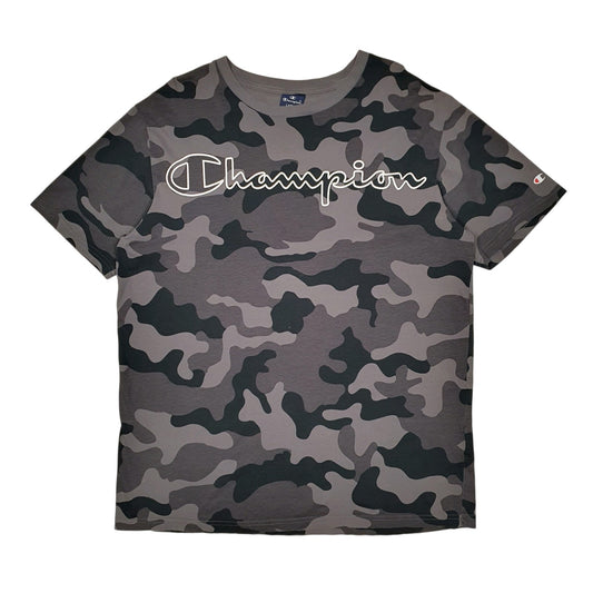 Mens Grey Champion Camo Camouflage Short Sleeve T Shirt