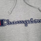 Mens Grey Champion Spellout Hoodie Jumper