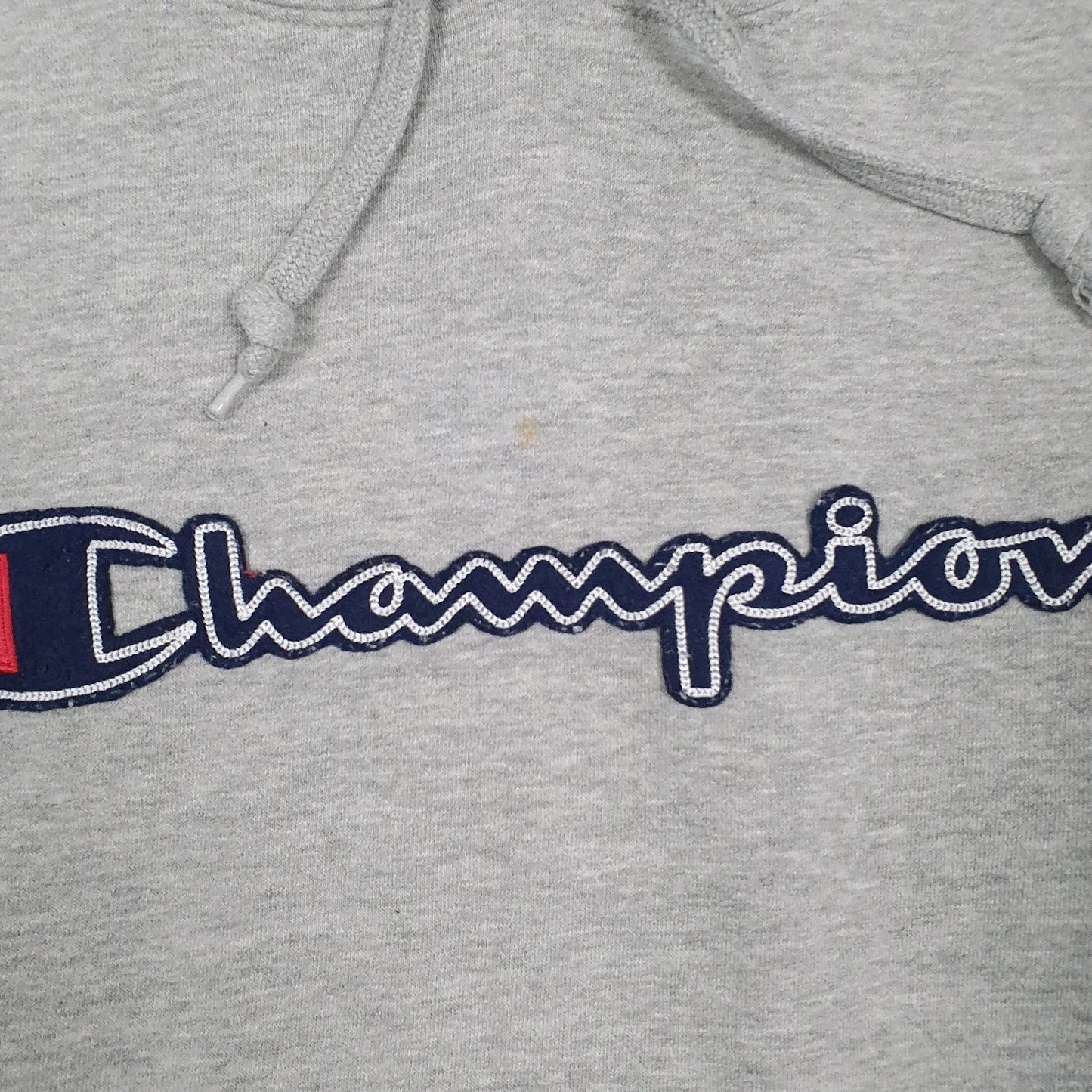 Mens Grey Champion Spellout Hoodie Jumper