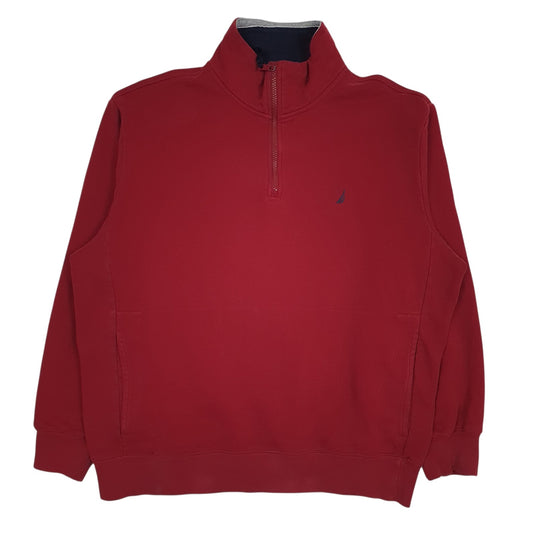 Mens Red Nautica  Quarter Zip Jumper