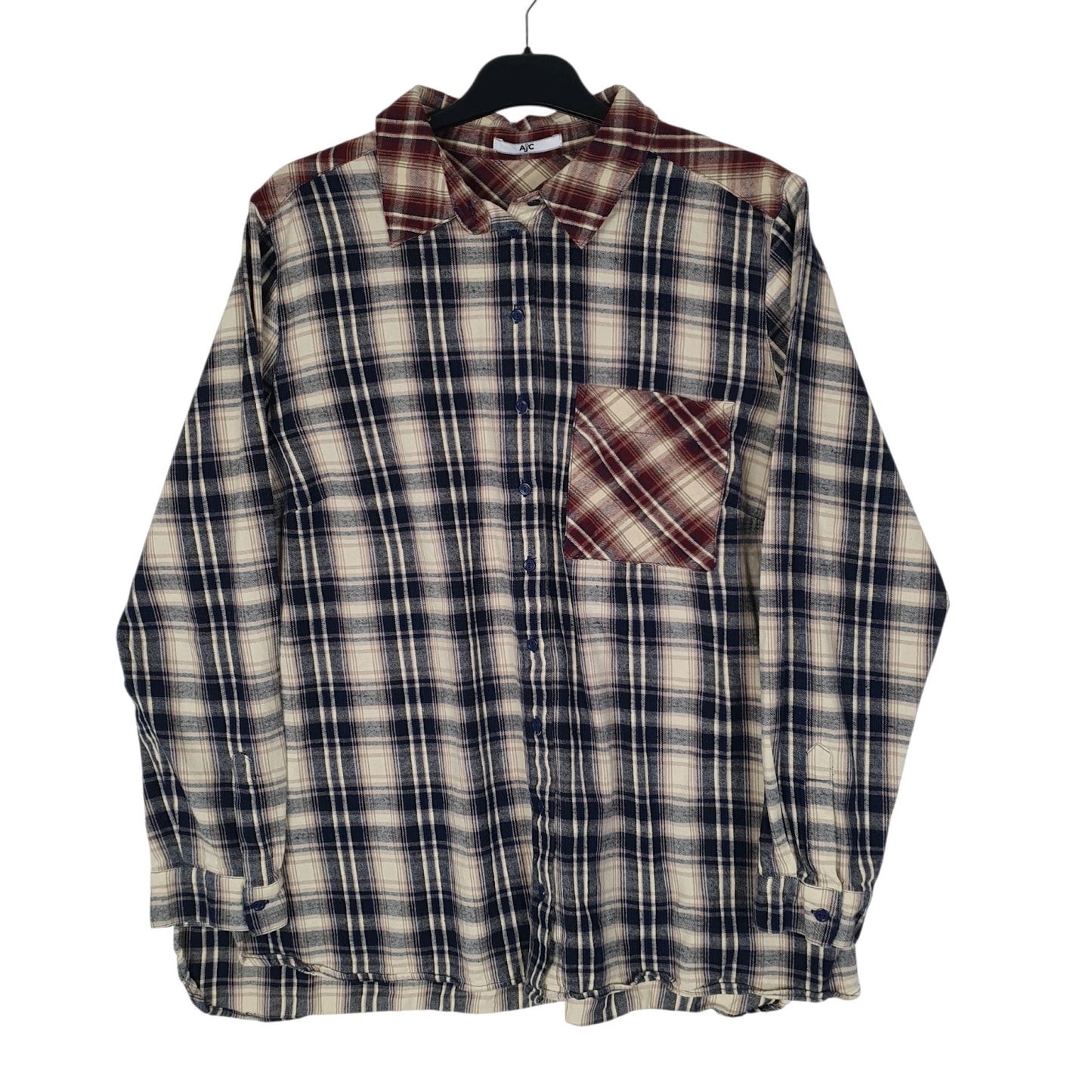 Womens Navy AJC Plaid Flannel Long Sleeve Shirt