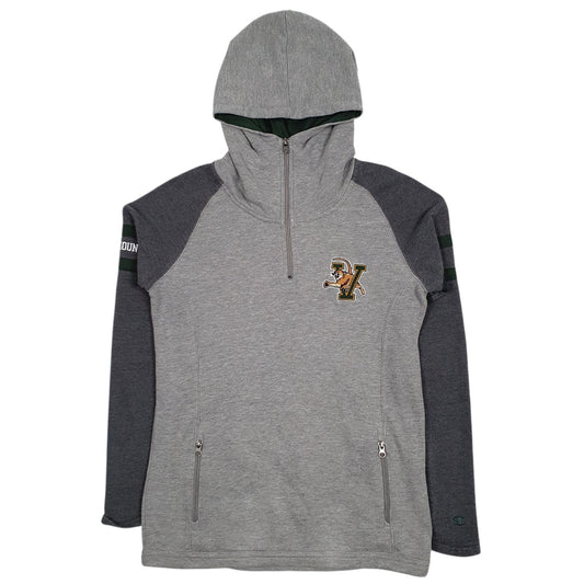 Mens Grey Champion Hooded Quarter Zip Jumper