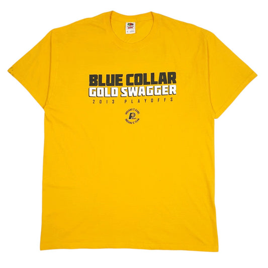 Mens Yellow Fruit Of The Loom Blue Collar Gold Swagger Pacers Short Sleeve T Shirt