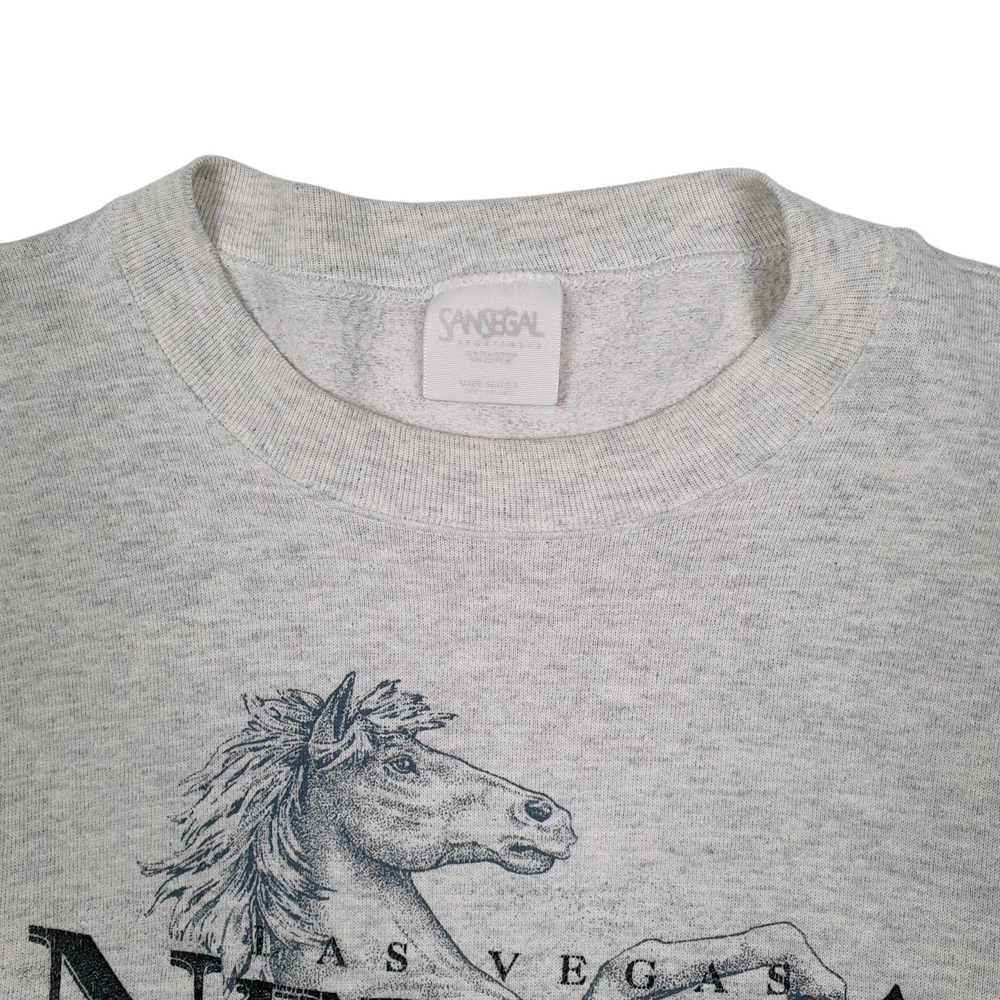 Mens Grey Sansegal Vintage 90s Nevada Lightweight Crewneck Jumper
