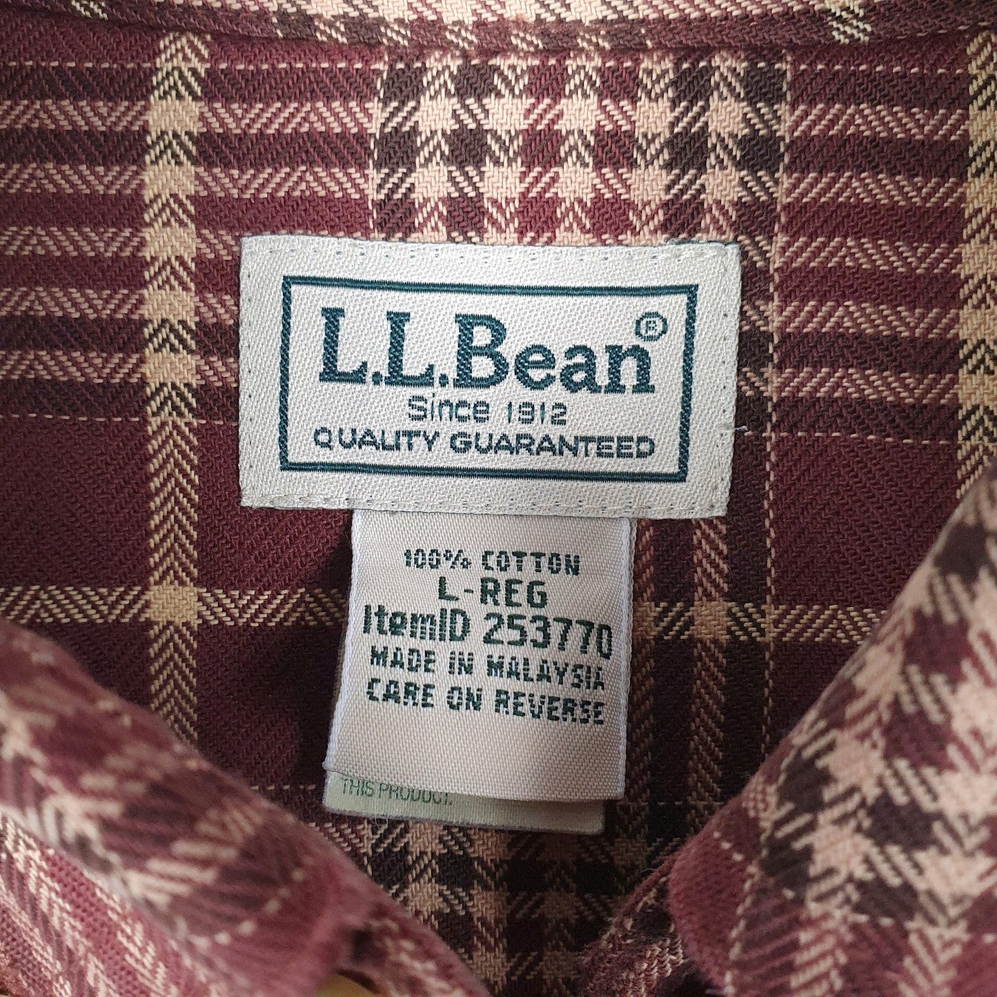 Mens Red L.L.Bean Flannel  Shirt