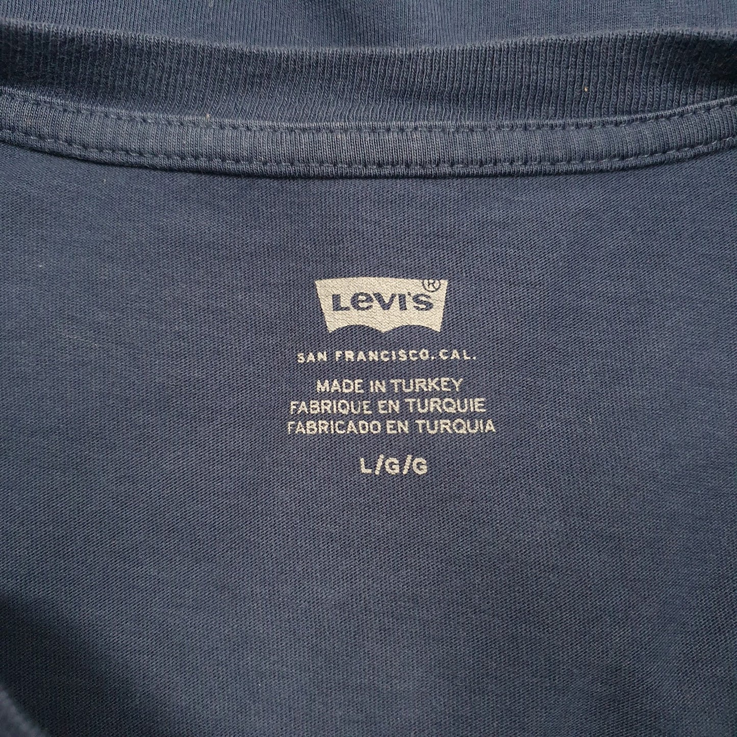 Mens Navy Levis Spellout  T Shirt