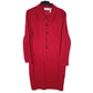 Womens Red Liz Claiborne Button Front Long Sleeve Dress