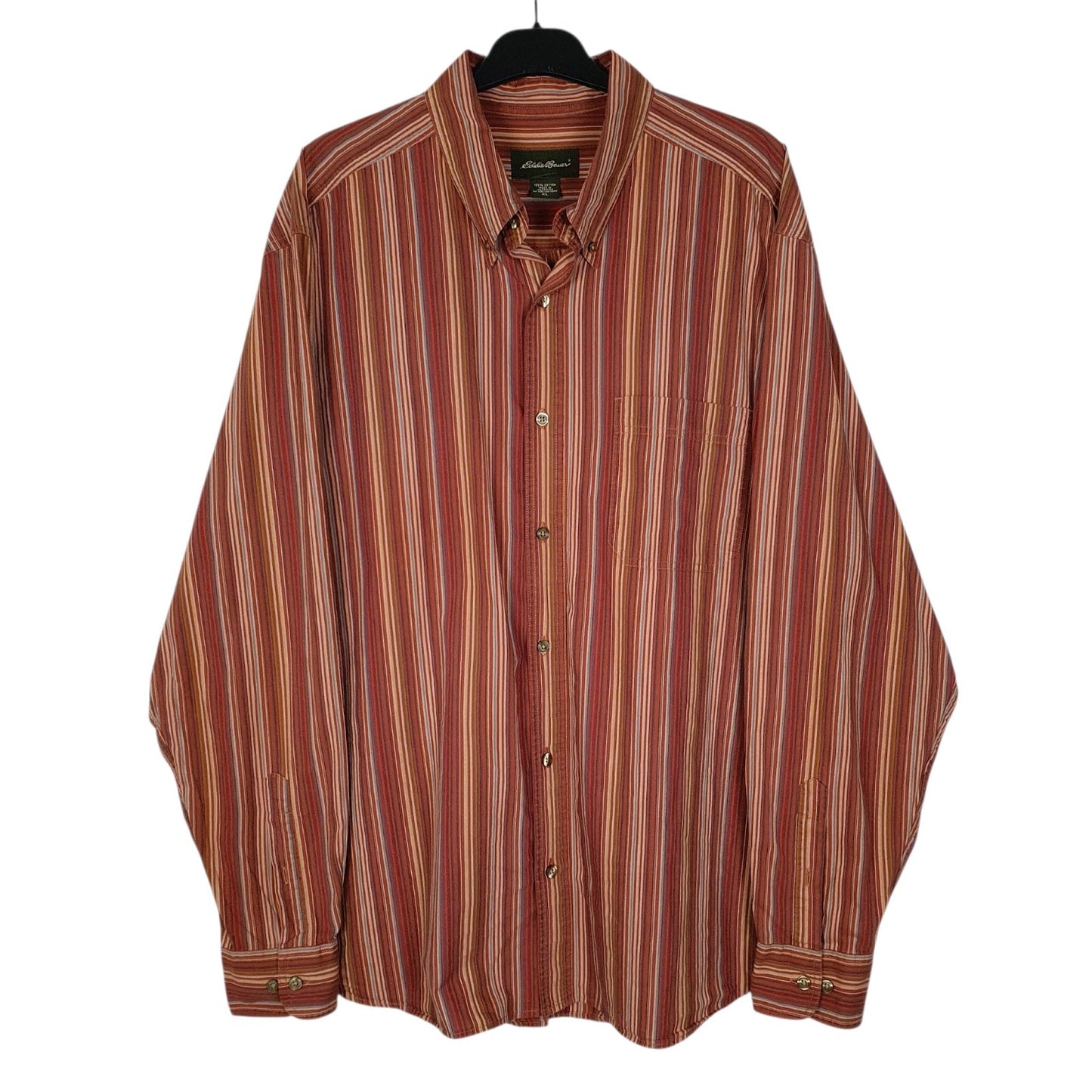 Mens Orange Eddie Bauer Vintage 00s Long Sleeve Shirt