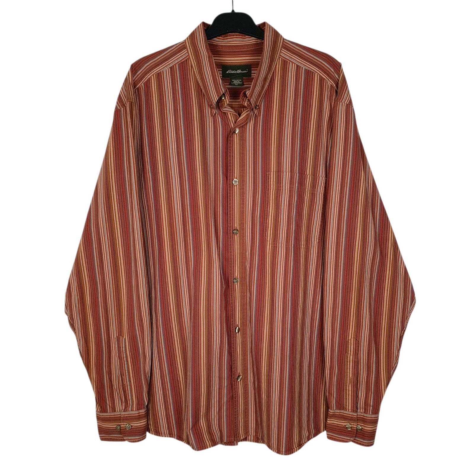 Mens Orange Eddie Bauer Vintage 00s Long Sleeve Shirt