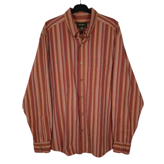 Mens Orange Eddie Bauer Vintage 00s Long Sleeve Shirt