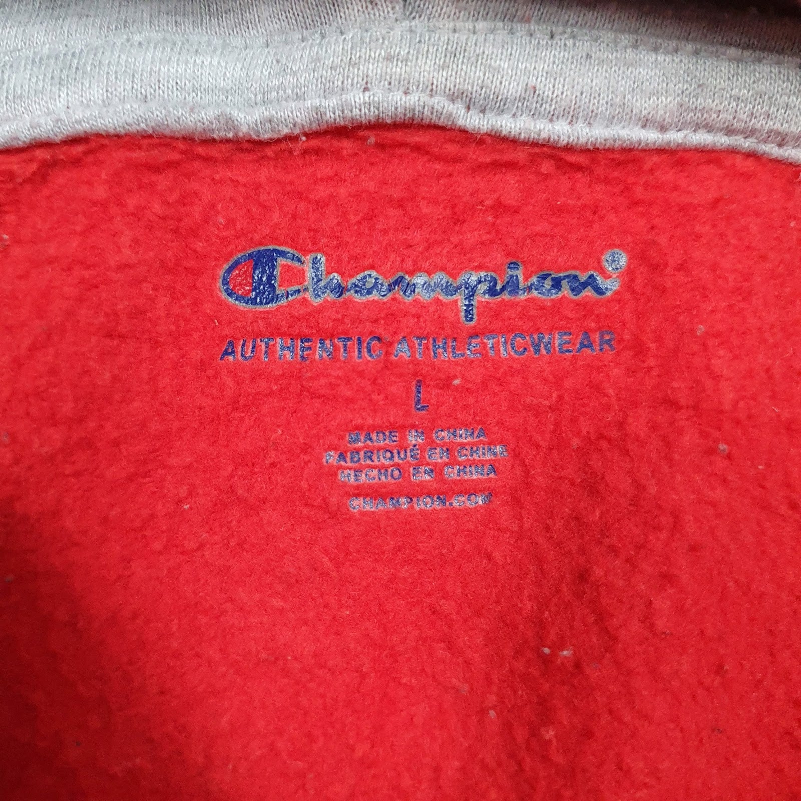 Womens Red Champion Spellout Hoodie Jumper