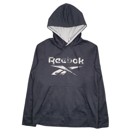 Mens Grey Reebok Spellout Hoodie Jumper