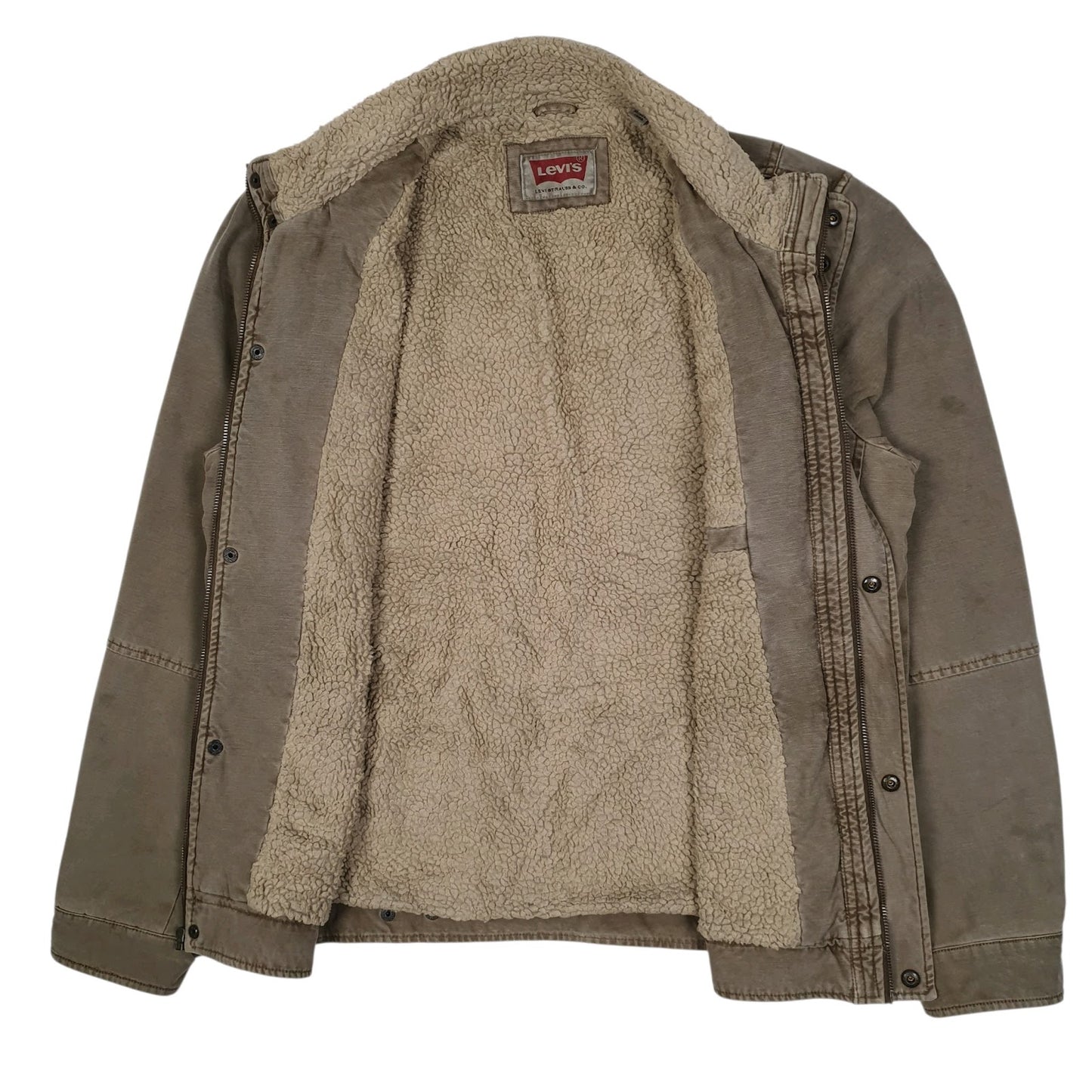 Mens Brown Levis Workwear Sherpa Lined Windbreaker  Coat