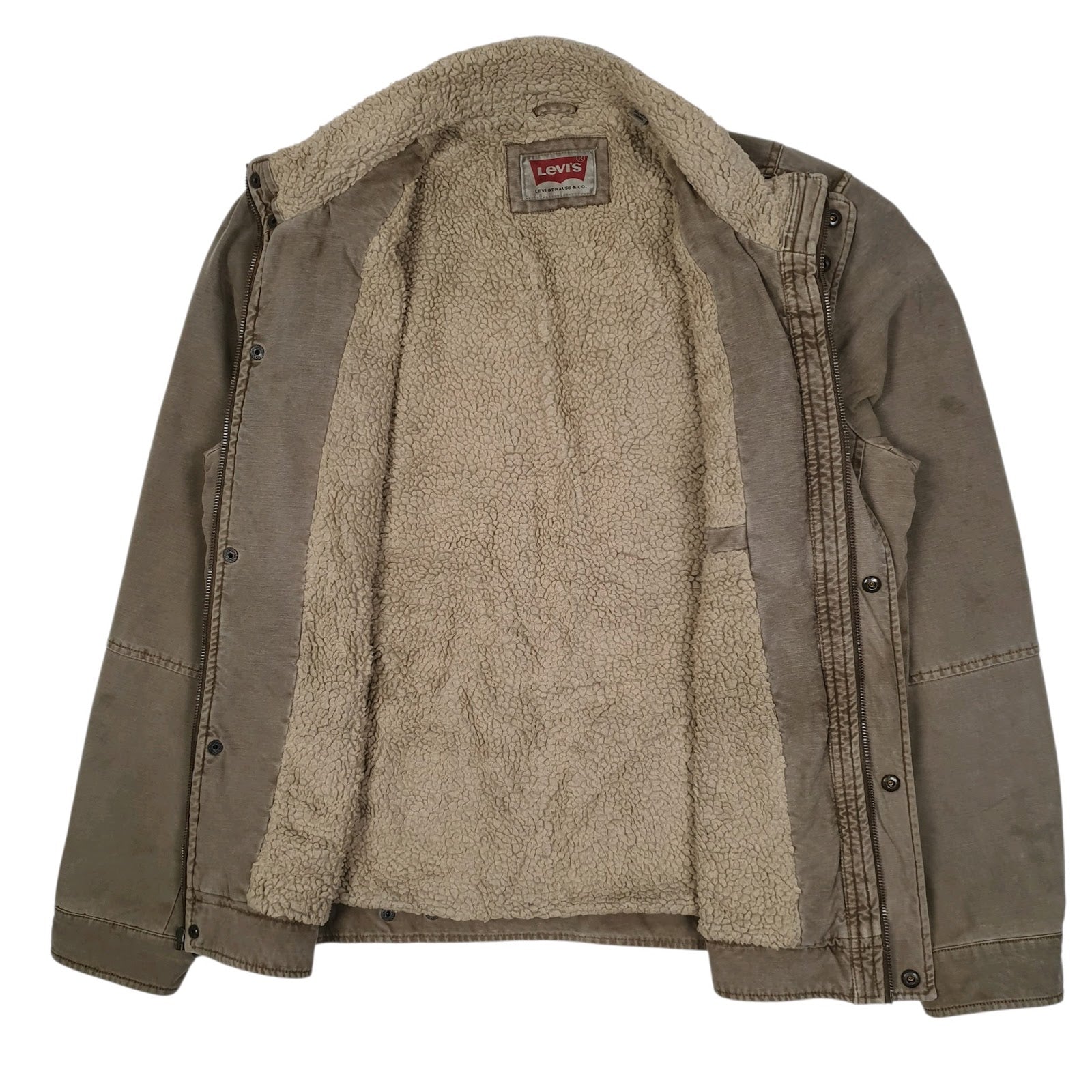Mens Brown Levis Workwear Sherpa Lined Windbreaker  Coat