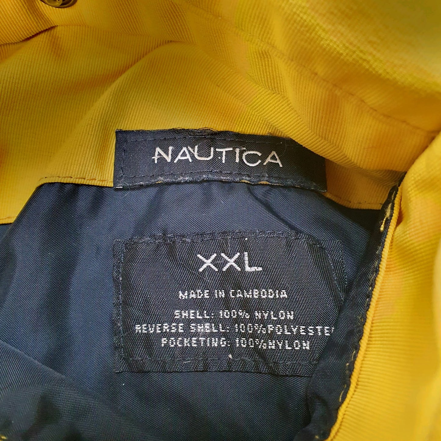 Mens Yellow Nautica Reversible Windbreaker Hoodie Coat