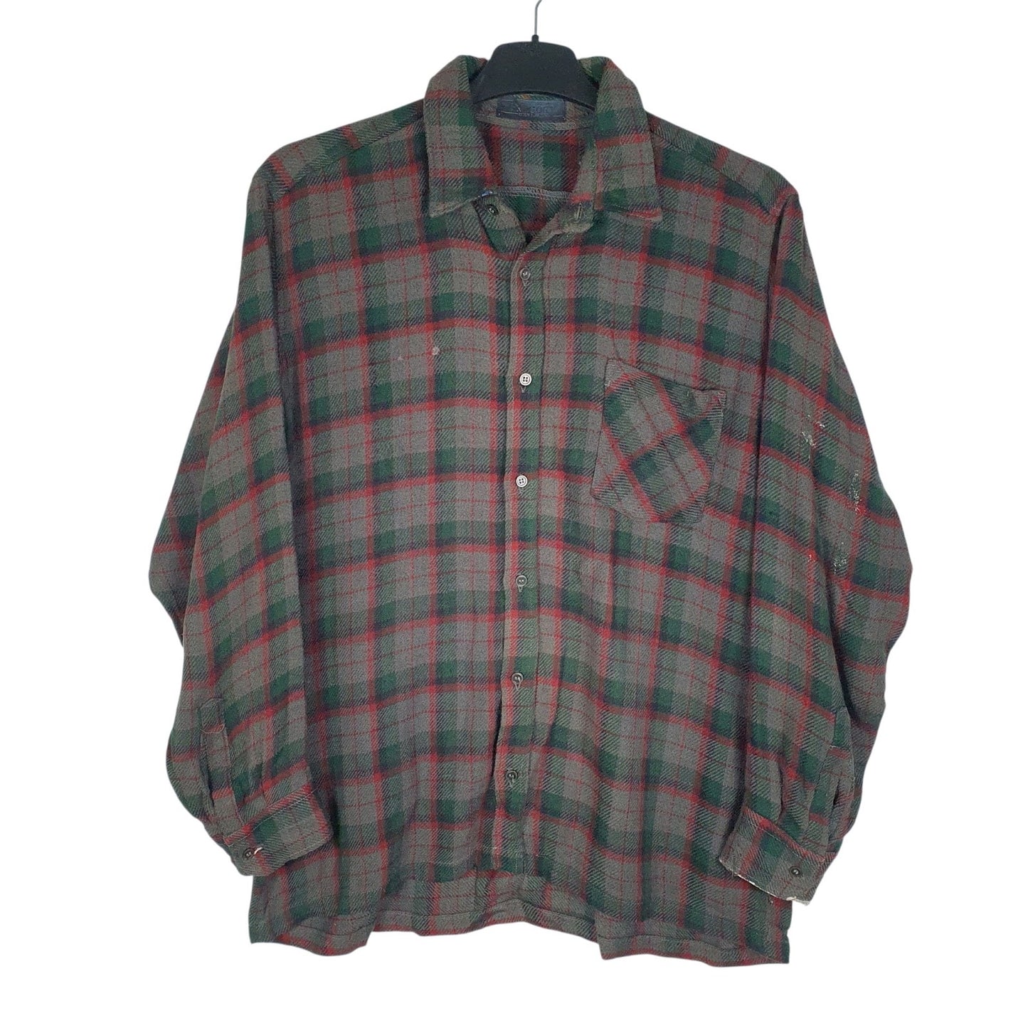 Mens Grey Gregory Vintage Flannel Long Sleeve Shirt