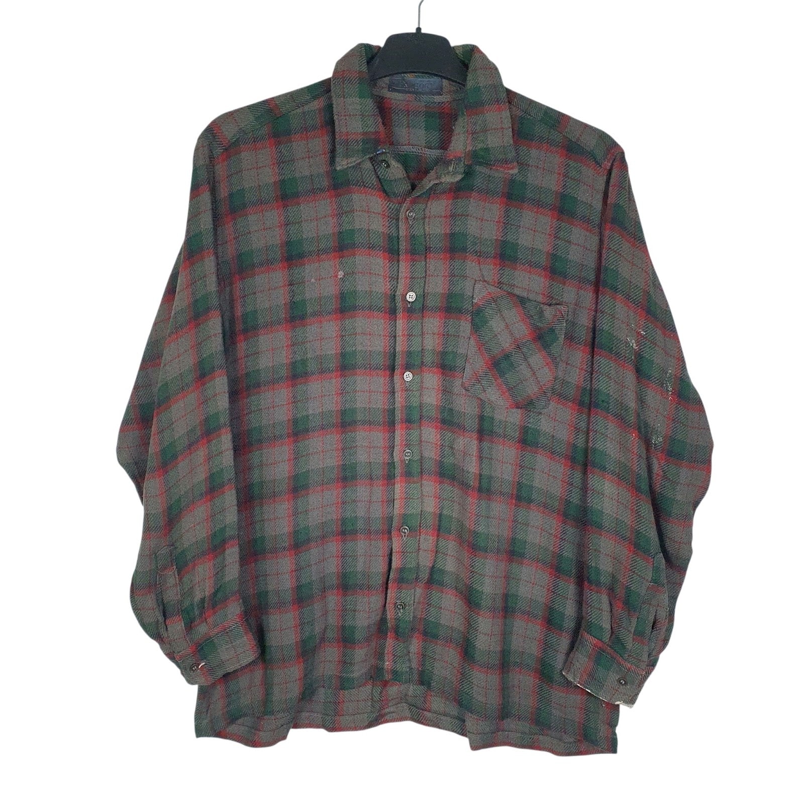 Mens Grey Gregory Vintage Flannel Long Sleeve Shirt