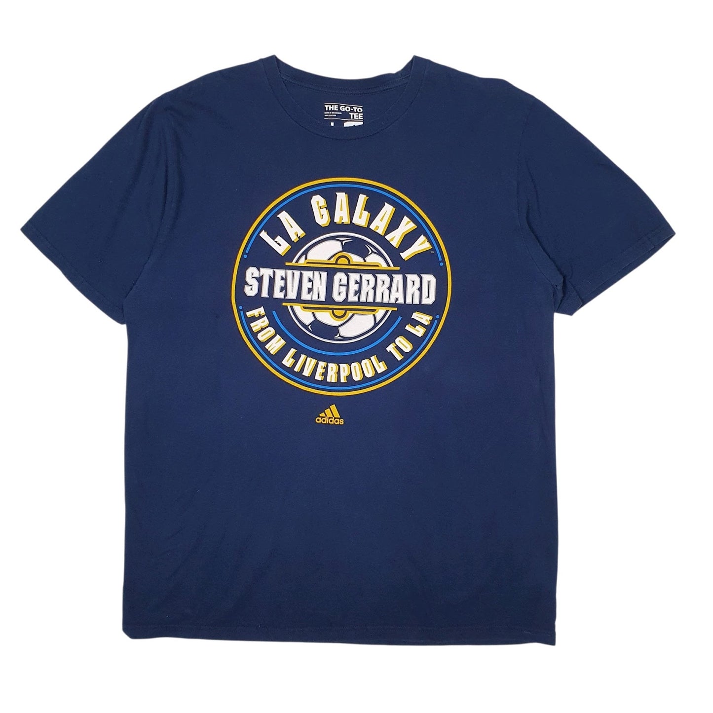 Mens Navy Adidas Steven Gerrard LA Galaxy Liverpool FC Short Sleeve T Shirt