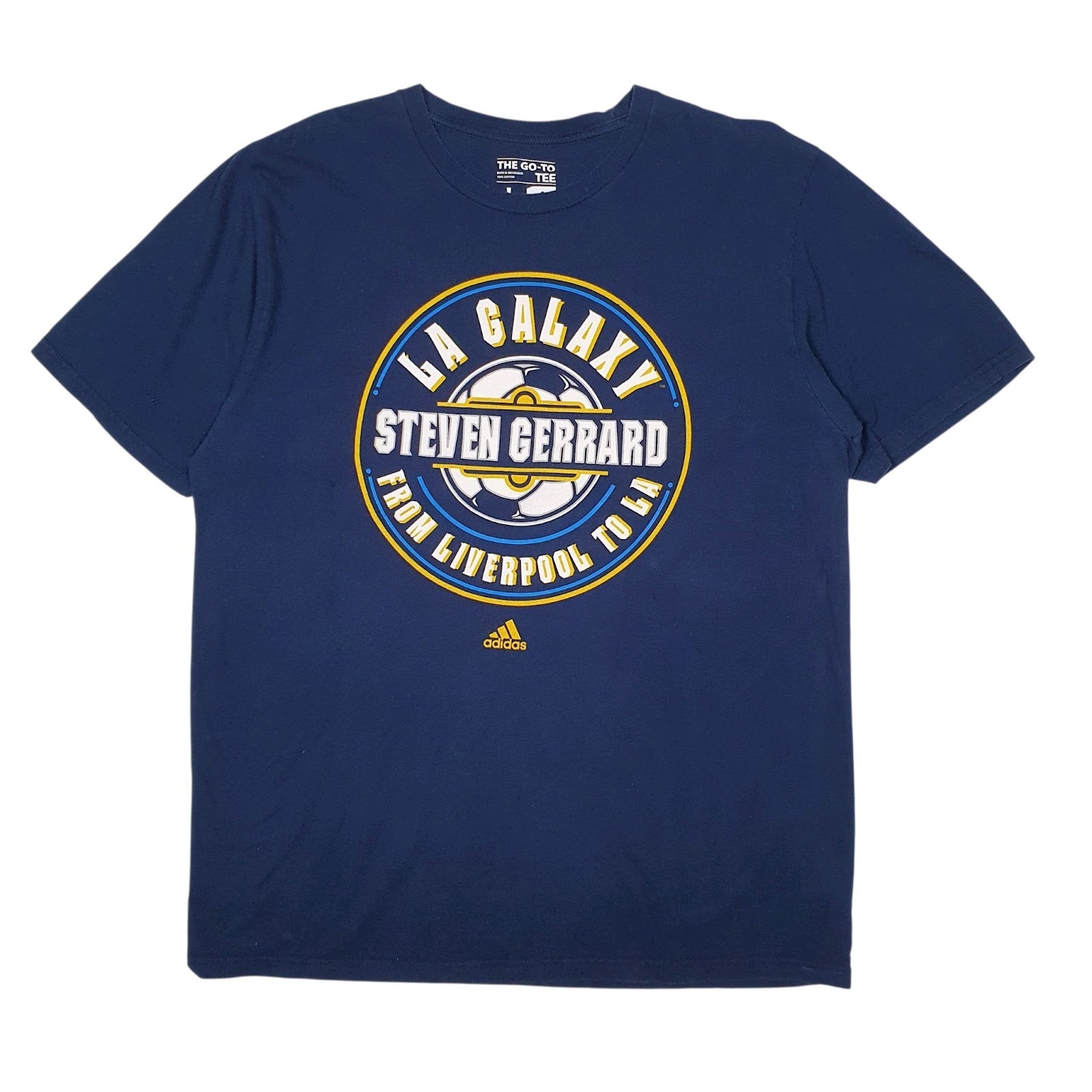 Mens Navy Adidas Steven Gerrard LA Galaxy Liverpool FC Short Sleeve T Shirt