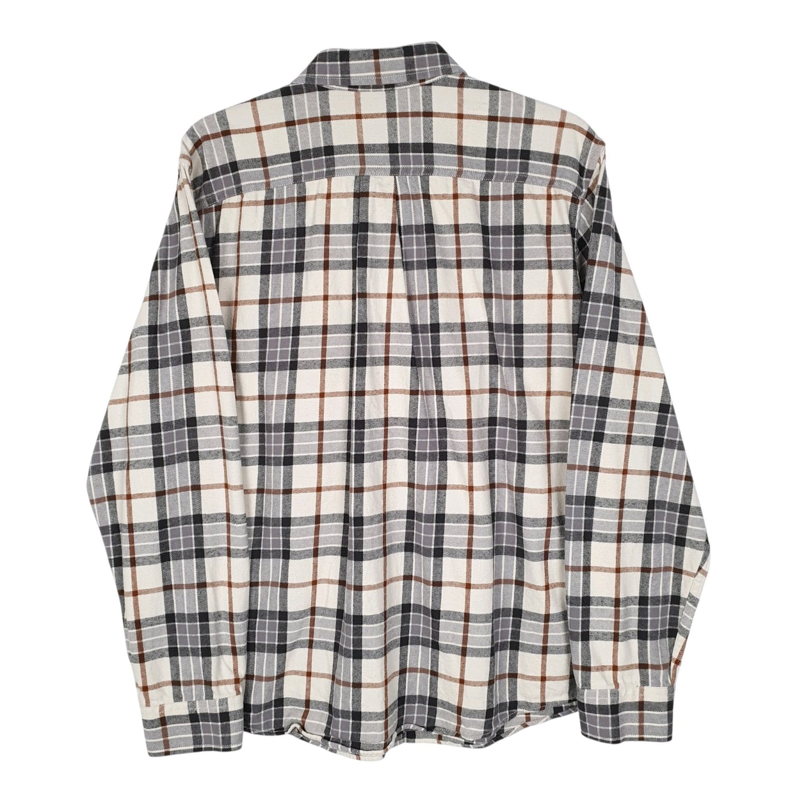 Mens Grey Eddie Bauer Heavyweight Plaid Flannel  Shirt