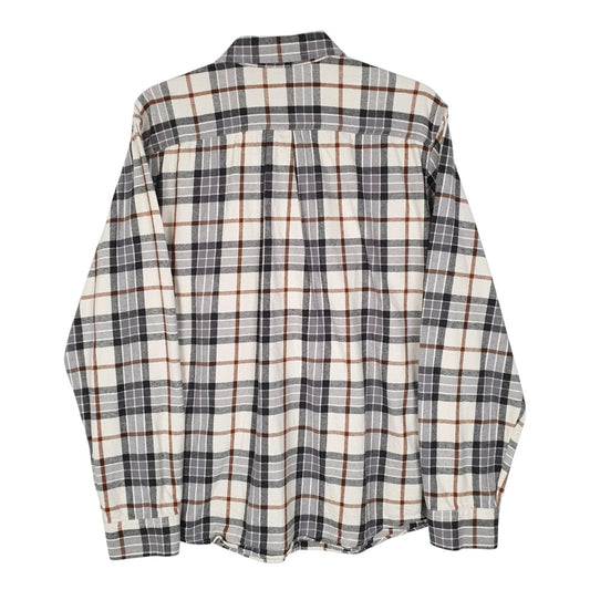 Mens Grey Eddie Bauer Heavyweight Plaid Flannel  Shirt
