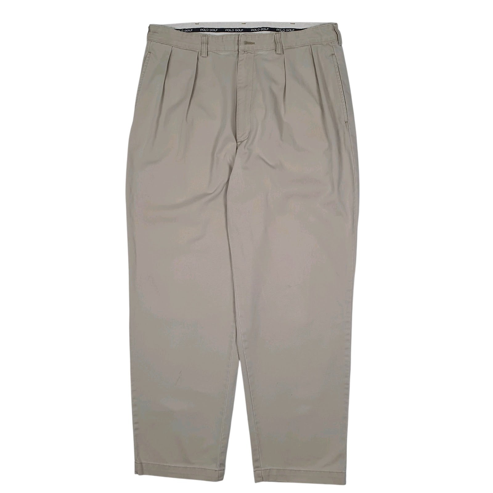 Mens Beige Polo Ralph Lauren Classic Golf Vintage 90s Double Pleated Chino Trousers