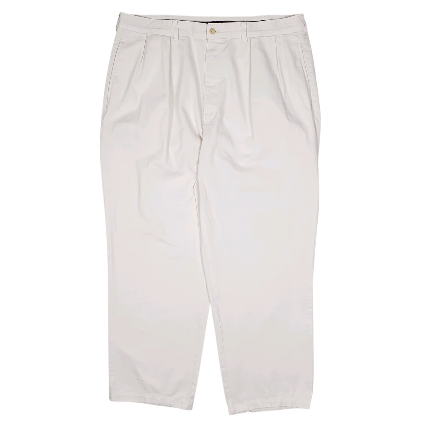 Mens White Polo Ralph Lauren Andrew Pant Double Pleated Vintage 90s Chino Trousers