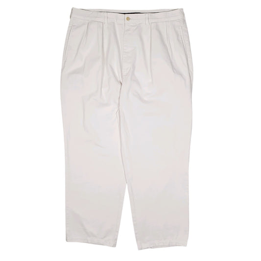 Mens White Polo Ralph Lauren Andrew Pant Double Pleated Vintage 90s Chino Trousers