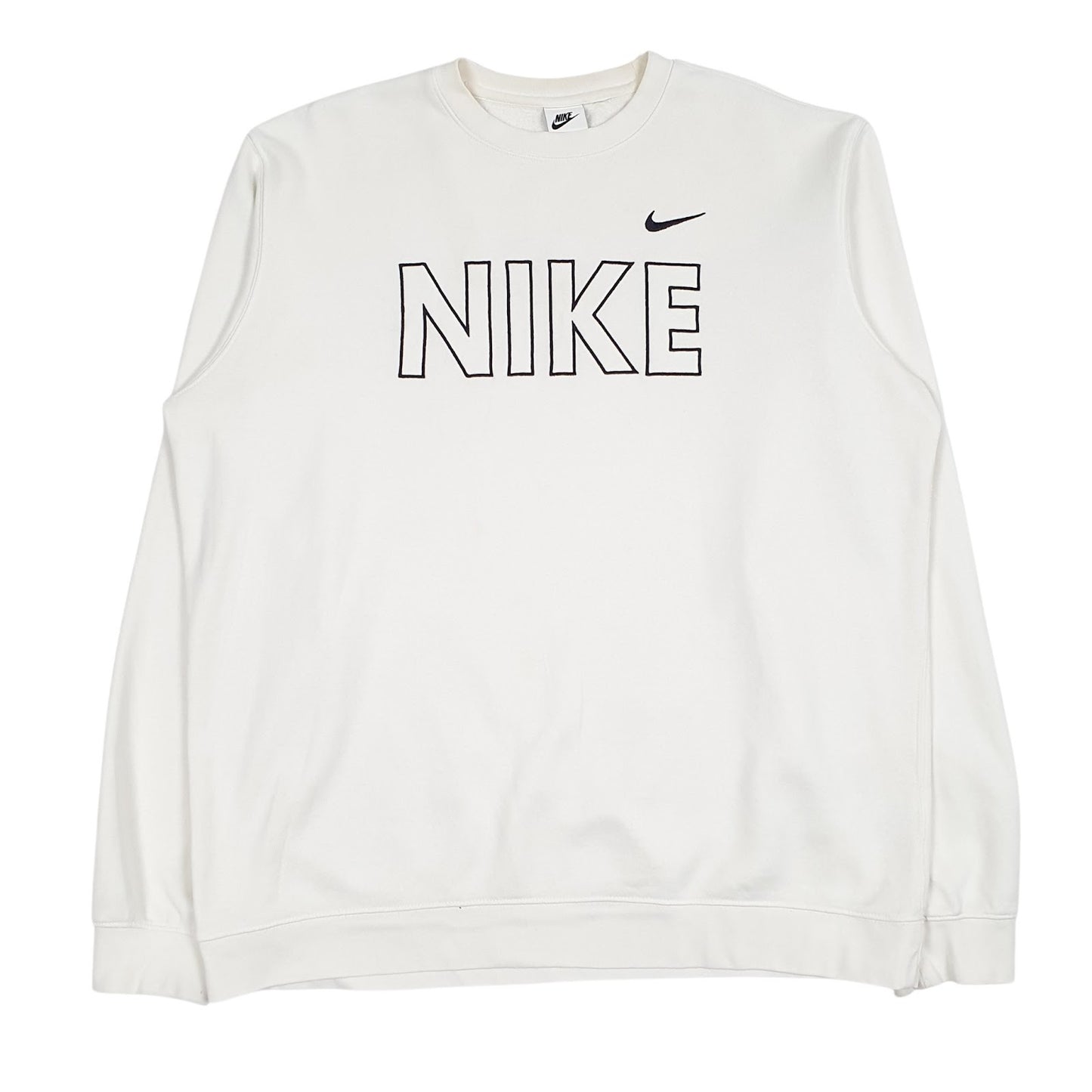 Mens White Nike Spellout Crewneck Jumper