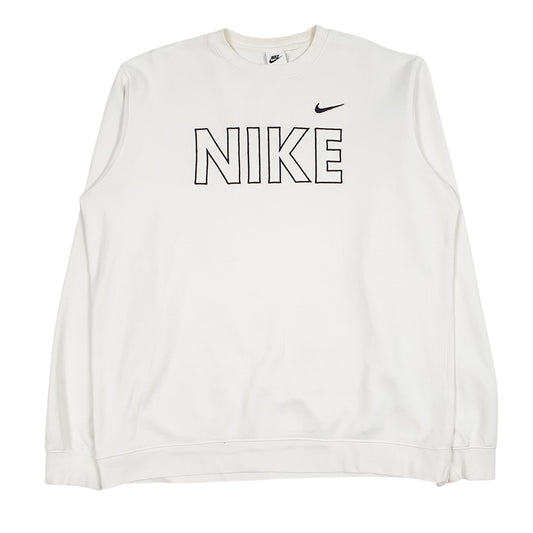 Mens White Nike Spellout Crewneck Jumper