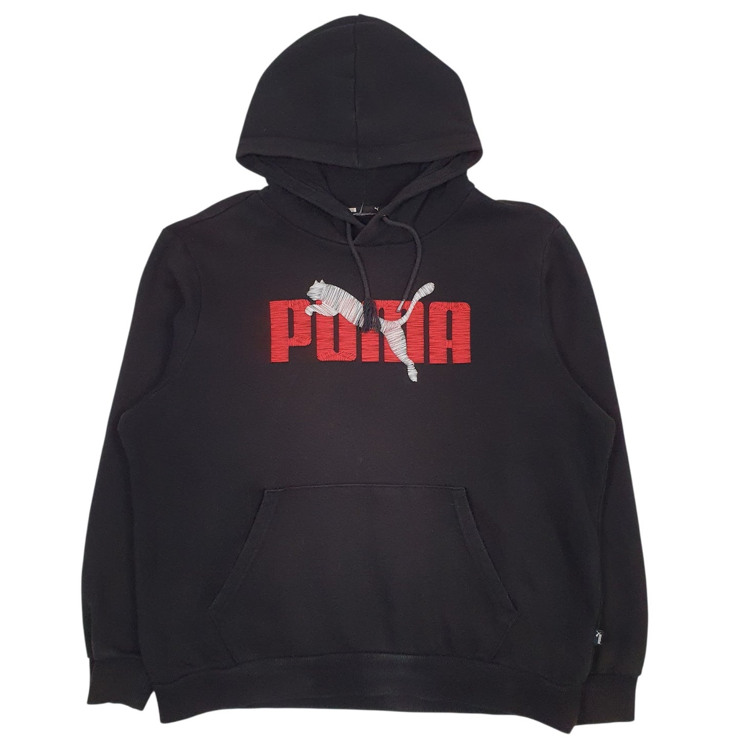 Mens Black Puma Spellout Hoodie Jumper