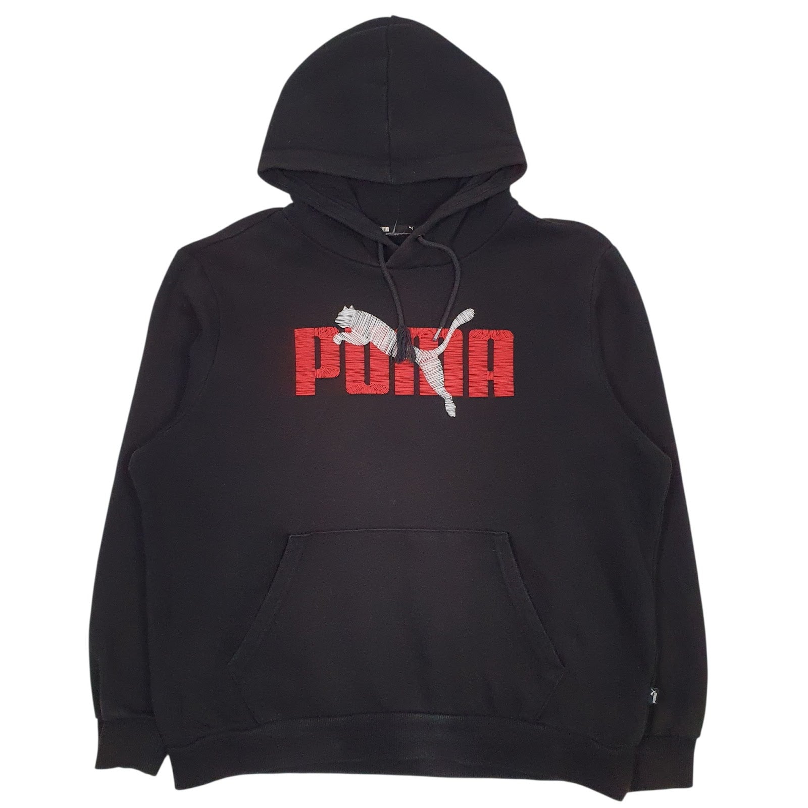 Mens Black Puma Spellout Hoodie Jumper