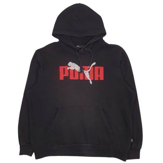Mens Black Puma Spellout Hoodie Jumper