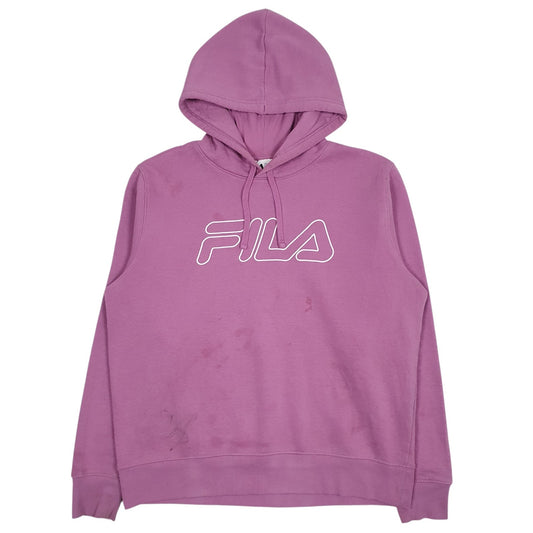Womens Pink Fila Spellout Hoodie Jumper