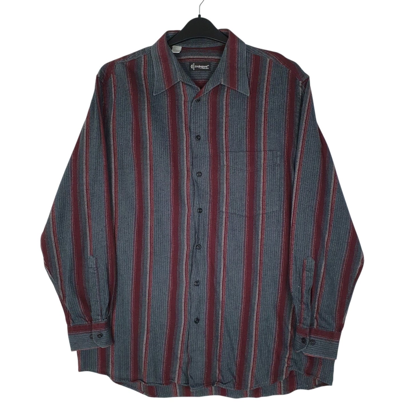 Mens Grey Trelegant Plaid Flannel Long Sleeve Shirt