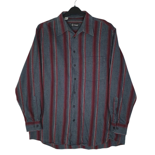 Mens Grey Trelegant Plaid Flannel Long Sleeve Shirt