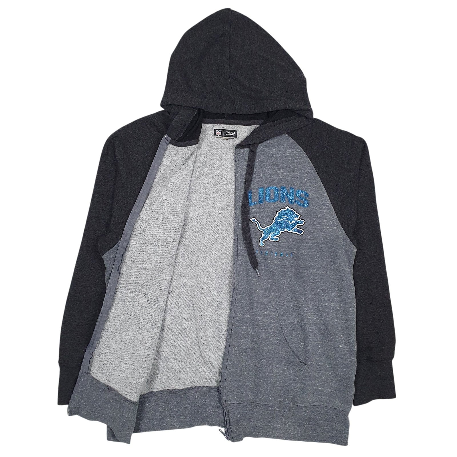 Womens Grey NFL Detriot Lions Full Zip Jumper