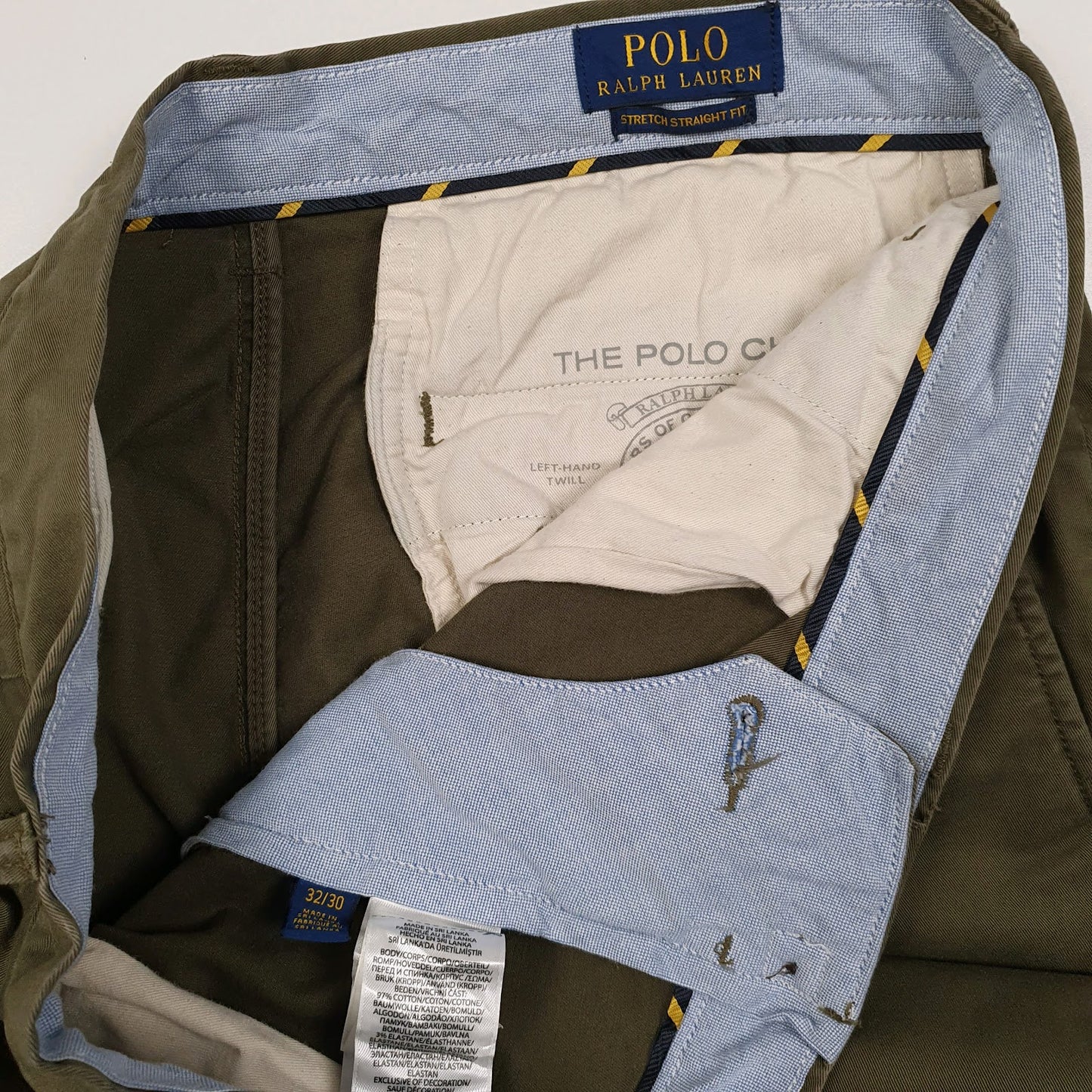 Mens Green Polo Ralph Lauren Stretch Straight Fit  Trousers