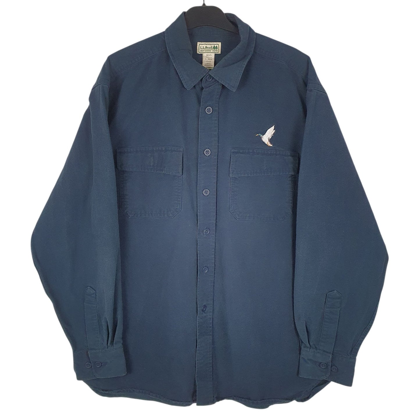 Mens Navy L.L.Bean Chamois Long Sleeve Shirt