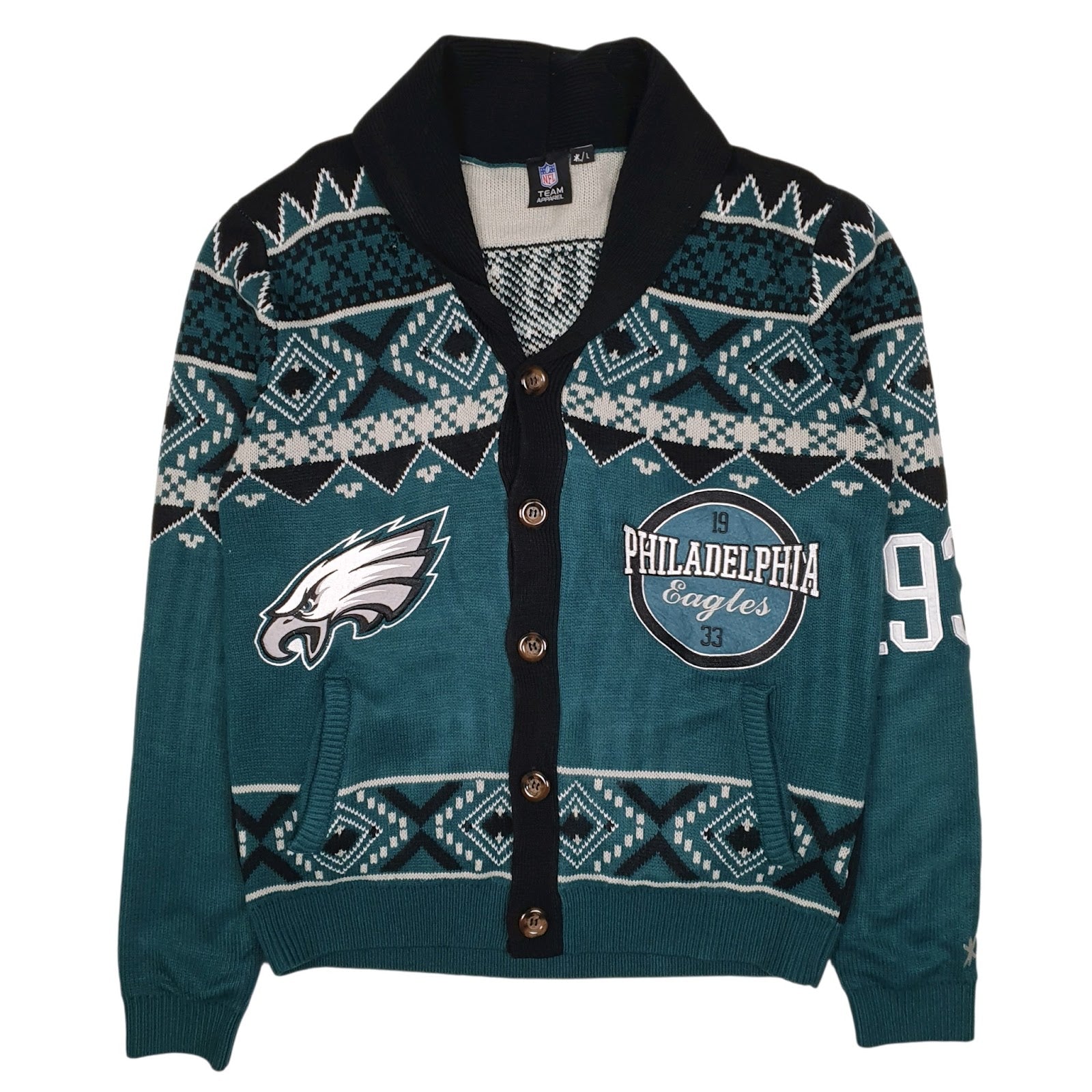 Mens Blue NFL Philadelphia Eagles Football Cardigan Jumper
