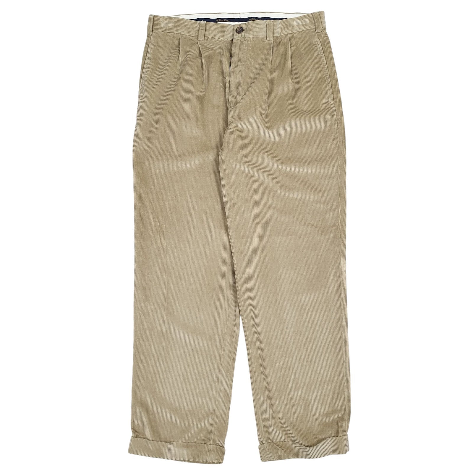 Mens Brown Brooks Brothers Elliot Pleated Corduroy Trousers