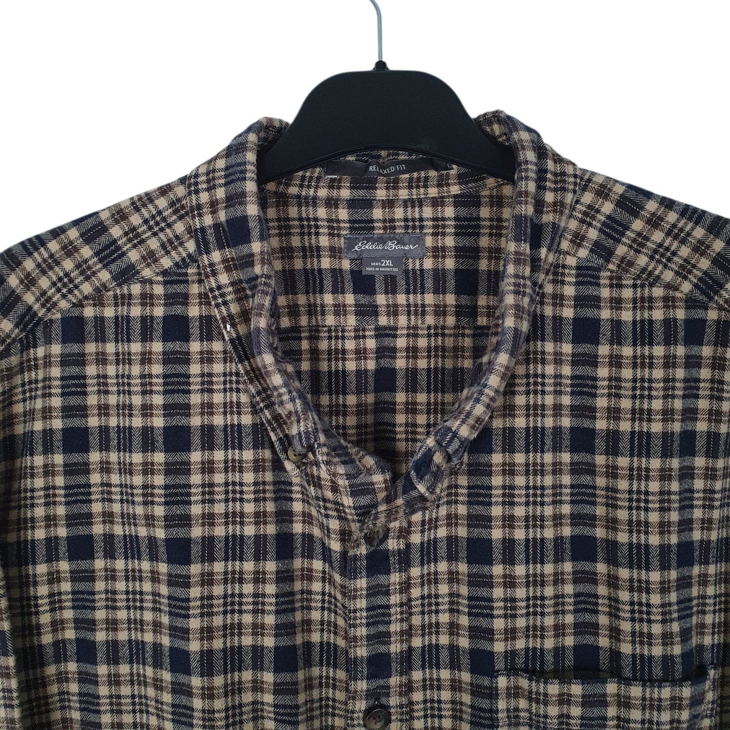 Mens Brown Eddie Bauer Thick Flannel Relaxed Fit  Shirt