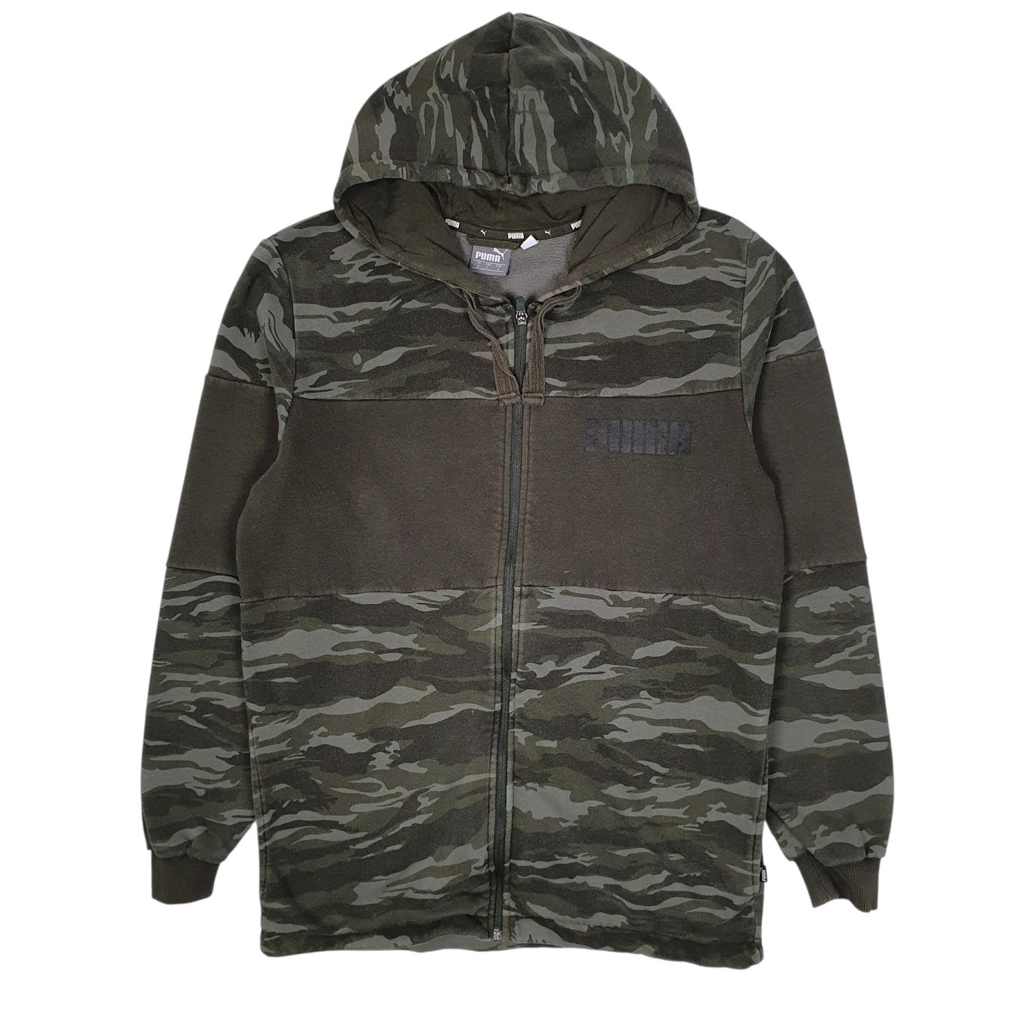 Mens Green Puma Hoodie Camouflage Full Zip Jumper