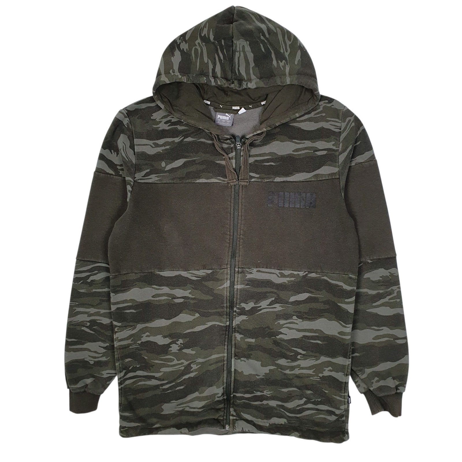 Mens Green Puma Hoodie Camouflage Full Zip Jumper