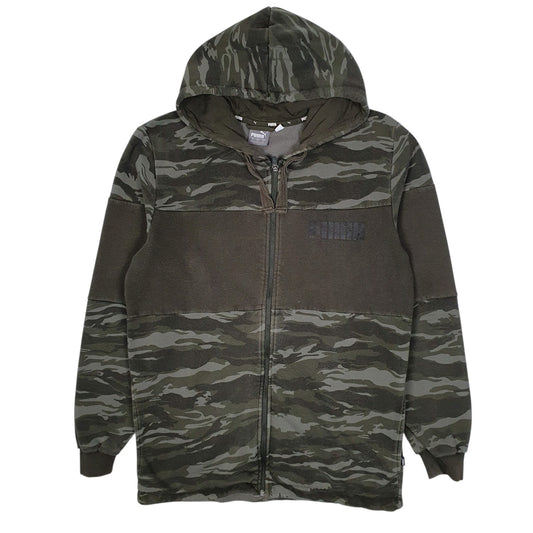 Mens Green Puma Hoodie Camouflage Full Zip Jumper