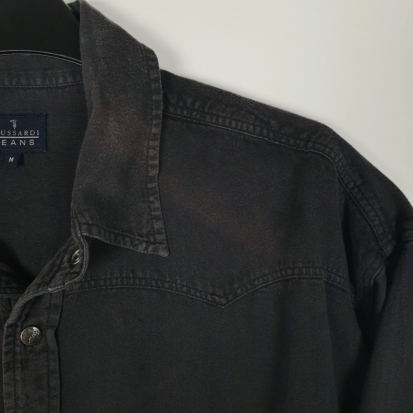 Mens Black Trussardi Jeans Denim Western  Shirt