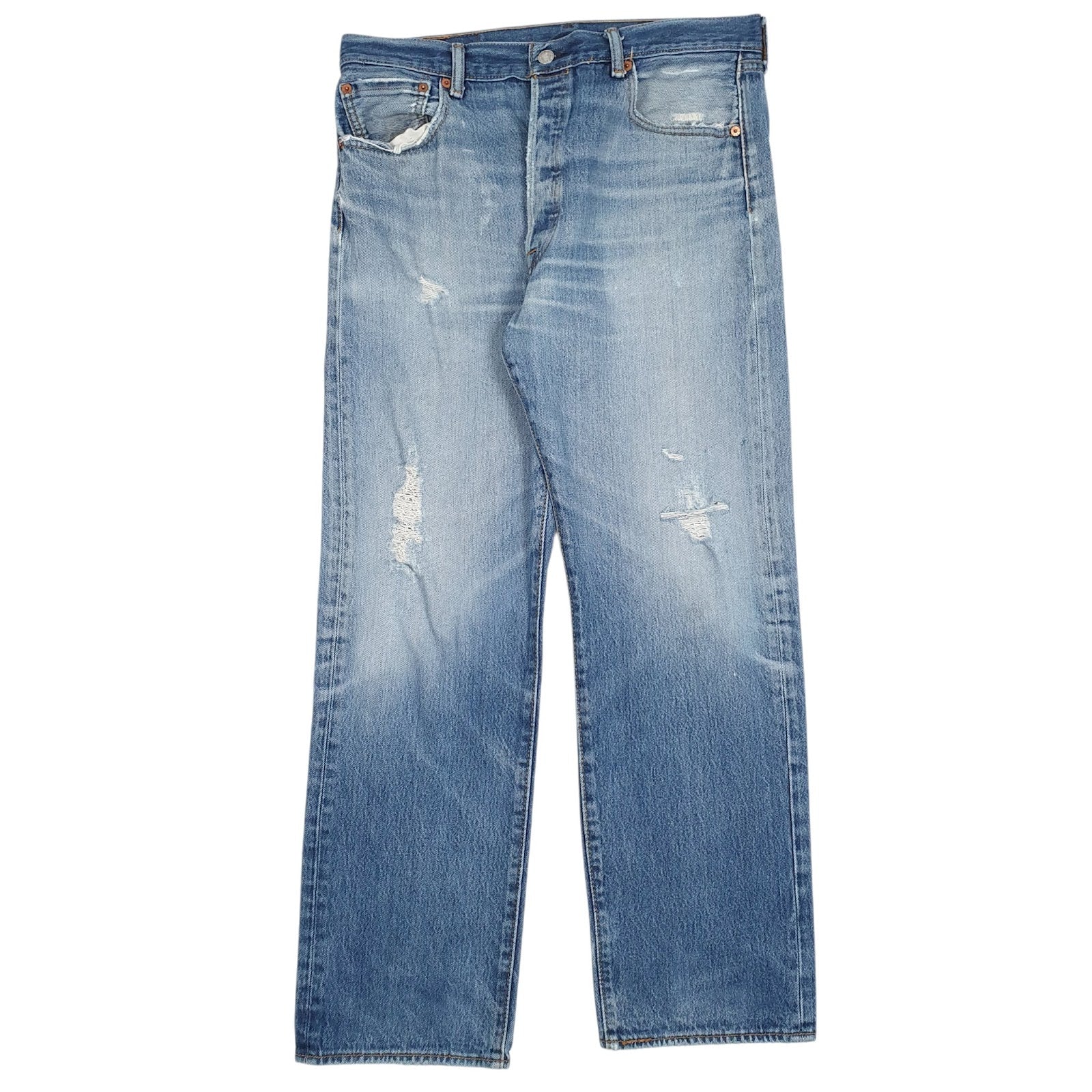 Mens Blue Levis Distressed 501 JeansW36 L30