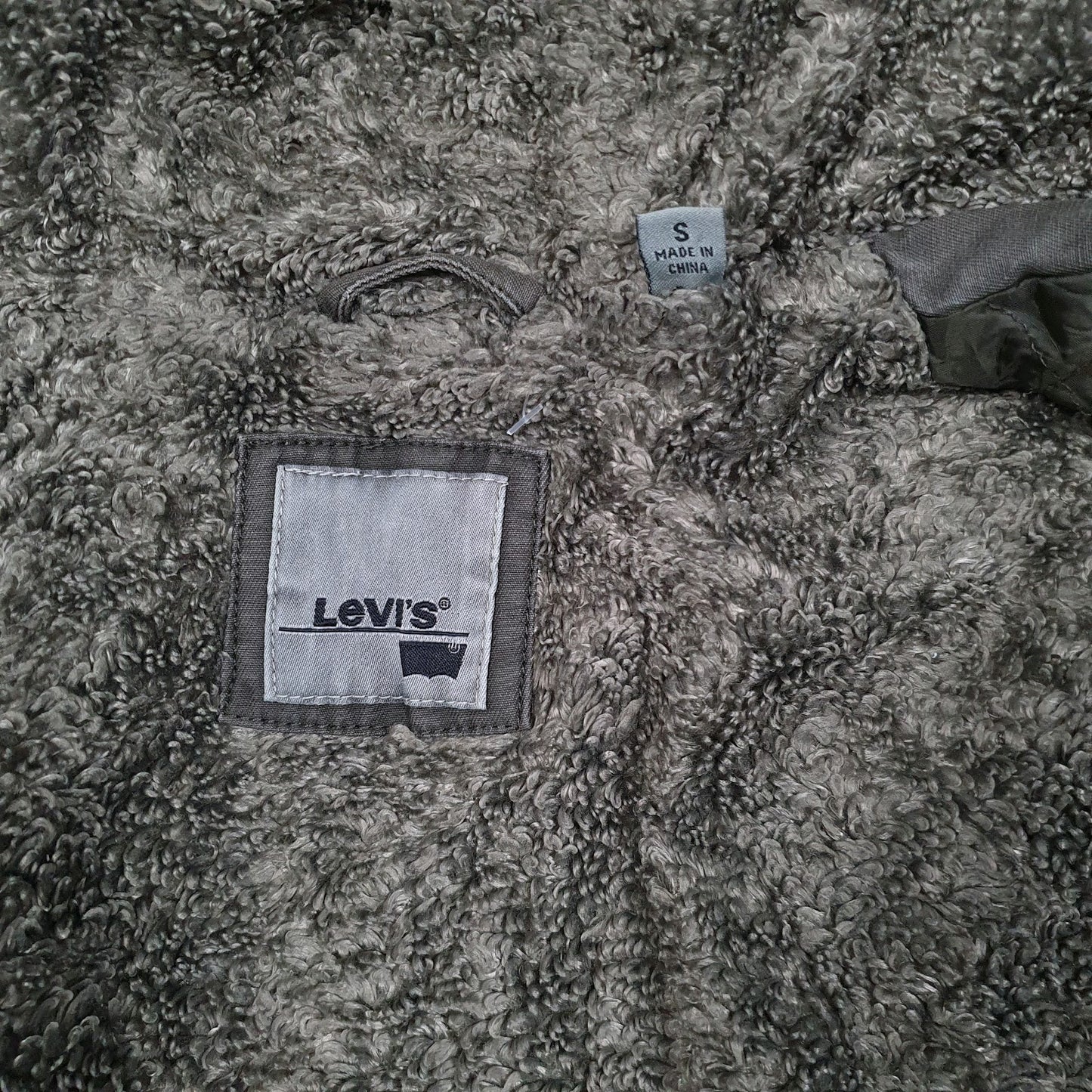 Womens Green Levis Sherpa Lined Longline  Coat